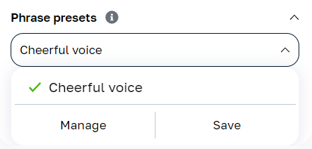 Selecting a preset